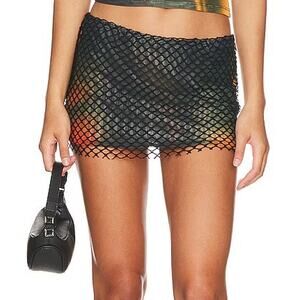 Miaou Mesh Fig Fishnet Micro Mini Skirt Size Large Black Y2K Rave Festival Edgy